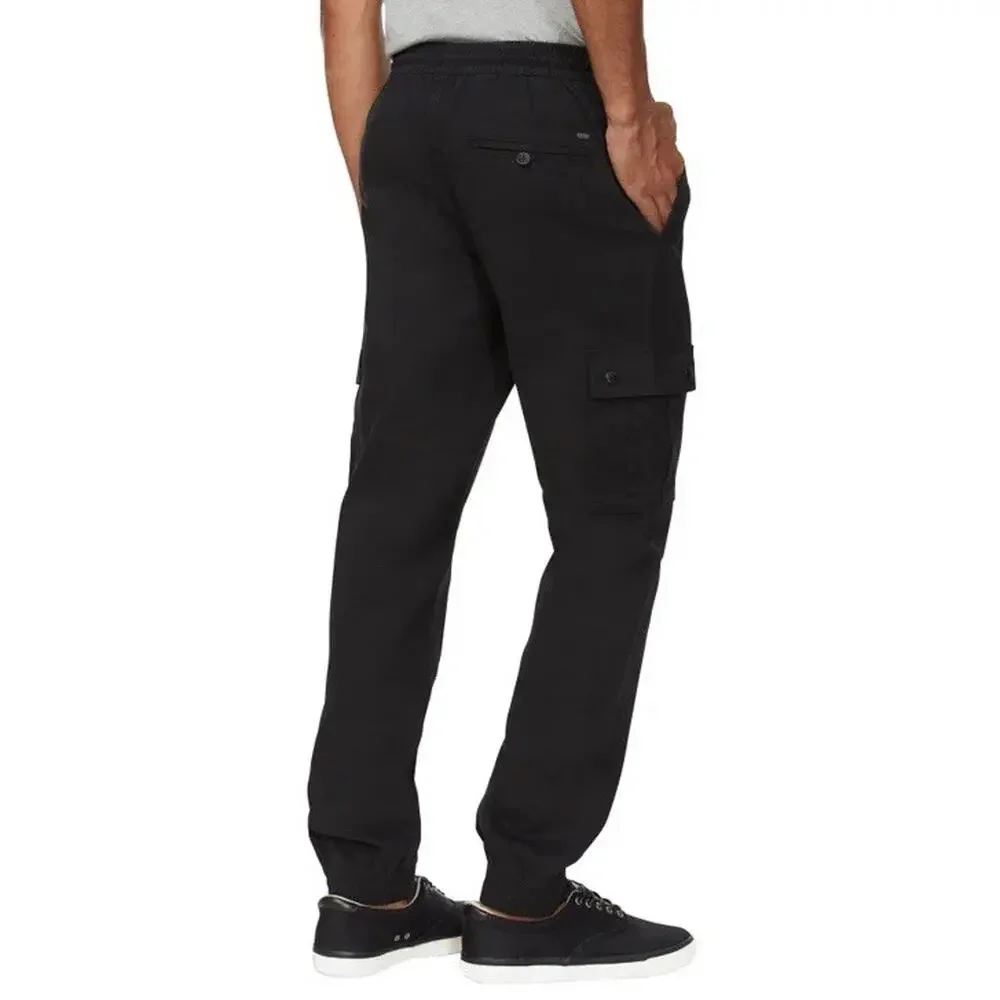 NWT Buffalo Jeans Mens Twill Pull On Pants Medium Black Elastic Waist Drawstring